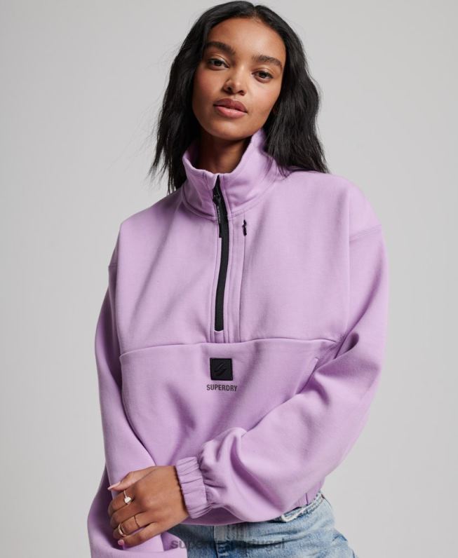 moletom tech batwing com meio zíper mulheres roxo roupas Superdry 2208H3354