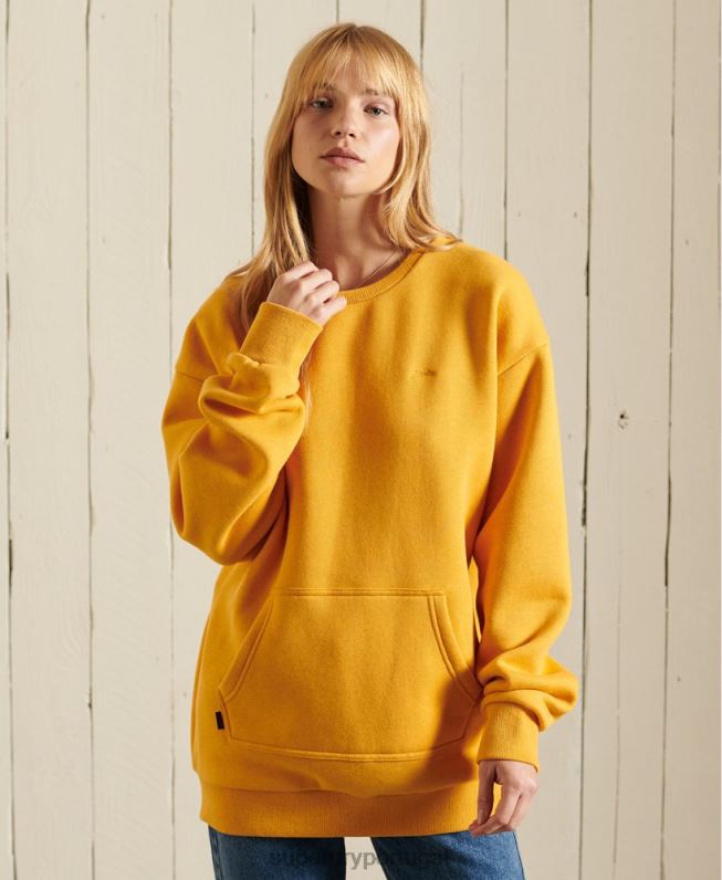 moletom vintage com bolso bordado logo mulheres amarelo roupas Superdry 2208H5969