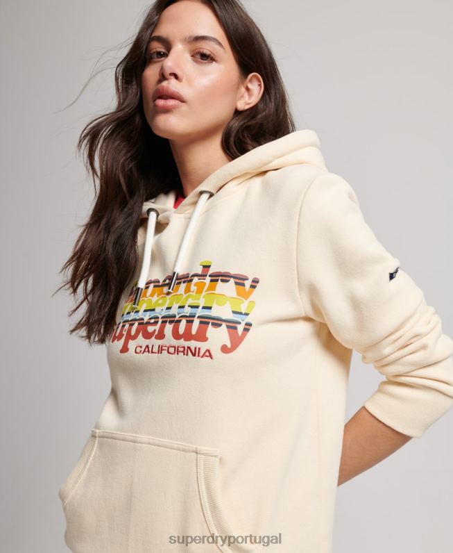 moletom vintage com enchimento de script mulheres branco roupas Superdry 2208H2304