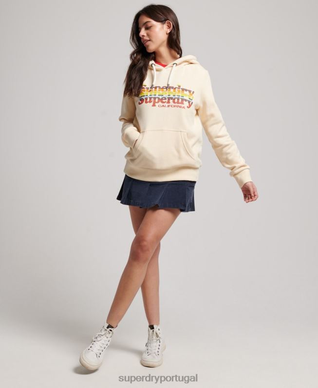 moletom vintage com enchimento de script mulheres branco roupas Superdry 2208H2304