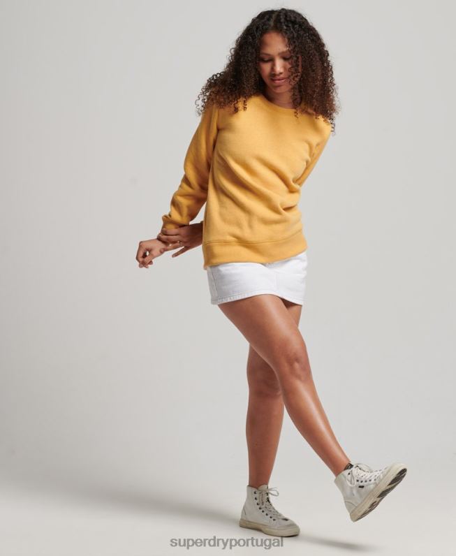 moletom vintage com logo bordado mulheres amarelo roupas Superdry 2208H2186