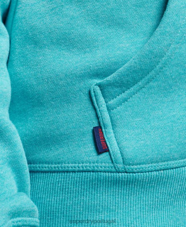moletom vintage com logo bordado mulheres azul claro roupas Superdry 2208H3437