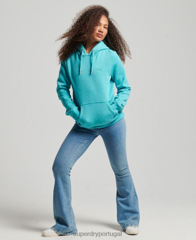 moletom vintage com logo bordado mulheres azul claro roupas Superdry 2208H3437