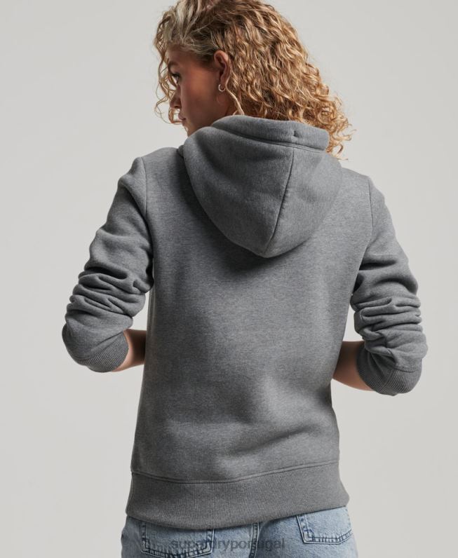 moletom vintage com logo bordado mulheres cinza roupas Superdry 2208H2151