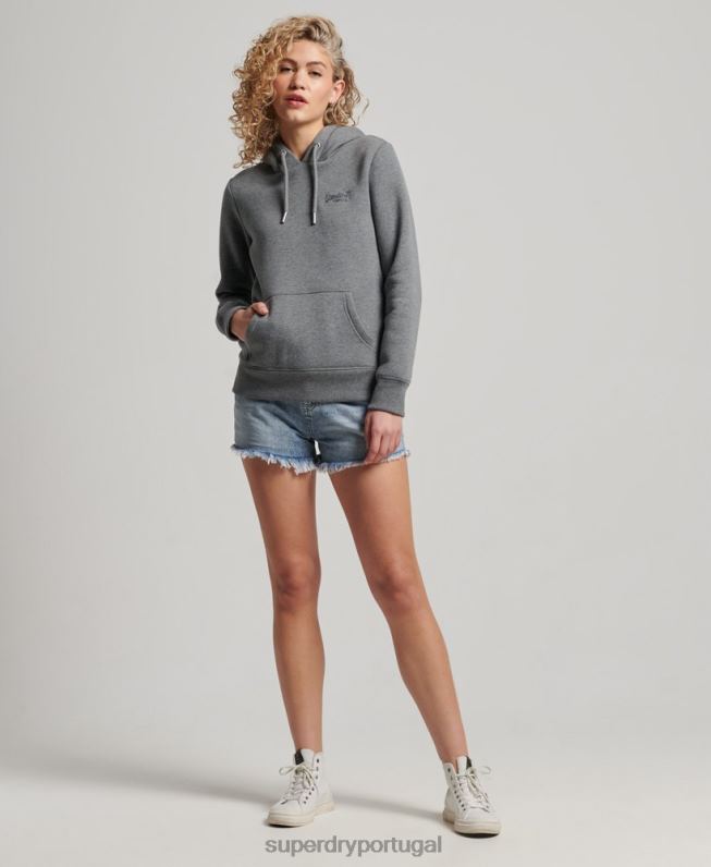 moletom vintage com logo bordado mulheres cinza roupas Superdry 2208H2151