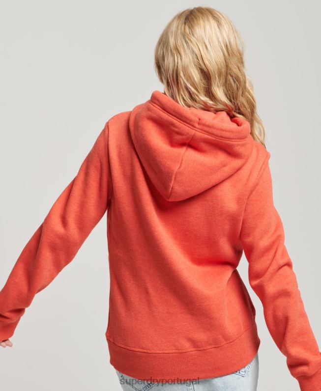 moletom vintage com logo bordado mulheres laranja roupas Superdry 2208H3371