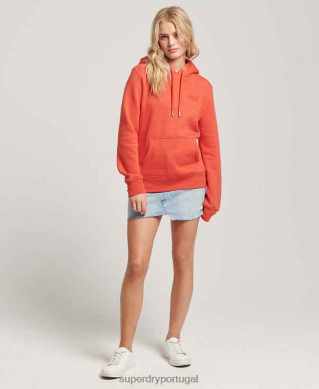 moletom vintage com logo bordado mulheres laranja roupas Superdry 2208H3371