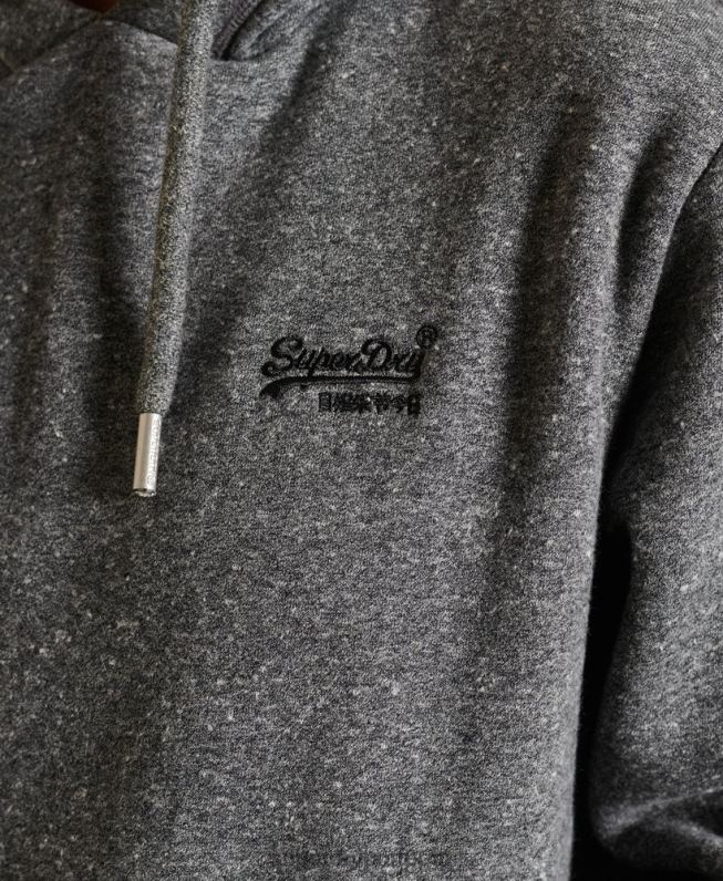 moletom vintage com logo bordado solto mulheres cinza escuro roupas Superdry 2208H5929