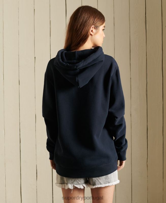 moletom vintage com logo bordado solto mulheres marinha roupas Superdry 2208H6060