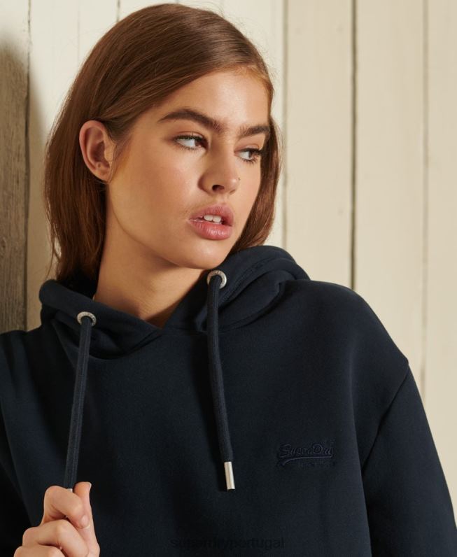 moletom vintage com logo bordado solto mulheres marinha roupas Superdry 2208H6060
