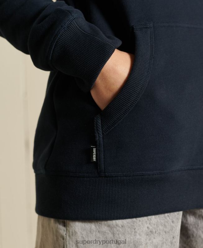 moletom vintage com logo bordado solto mulheres marinha roupas Superdry 2208H6060