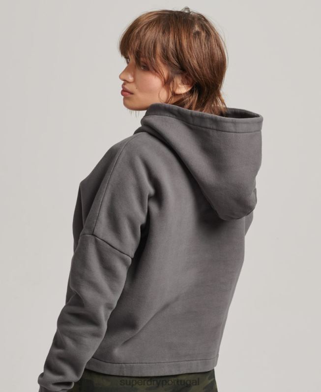 moletom vintage com logo box fit mulheres cinza escuro roupas Superdry 2208H5764