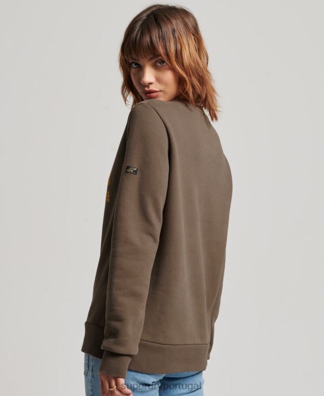 moletom vintage com logo enfeitado mulheres caqui roupas Superdry 2208H3323