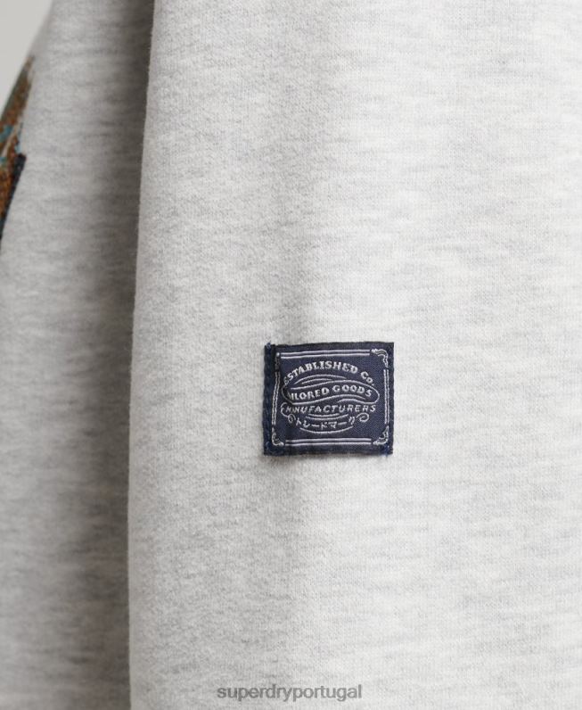 moletom vintage com logo narrativo e strass mulheres cinza claro roupas Superdry 2208H5982