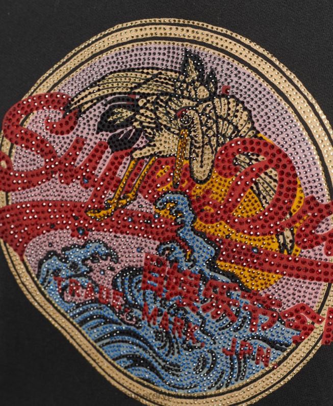 moletom vintage com logo narrativo e strass mulheres preto roupas Superdry 2208H5772