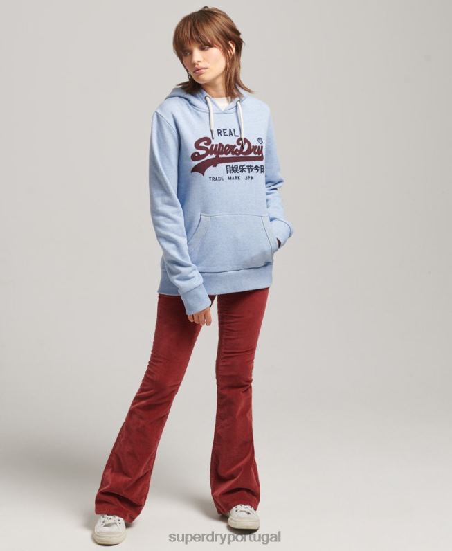 moletom vintage com logo vintage mulheres azul claro roupas Superdry 2208H3397