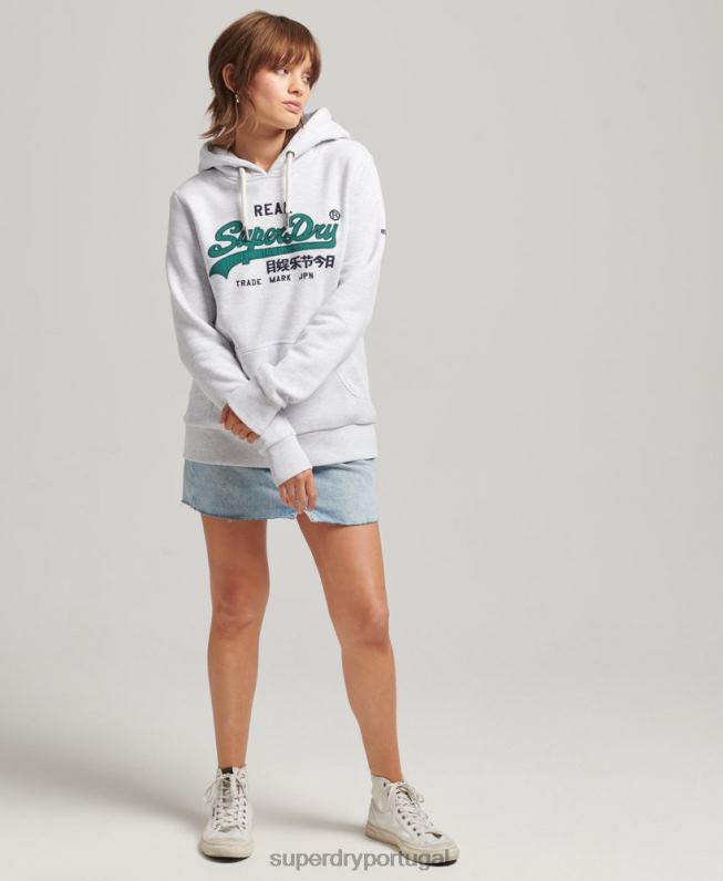 moletom vintage com logo vintage mulheres cinza claro roupas Superdry 2208H6152