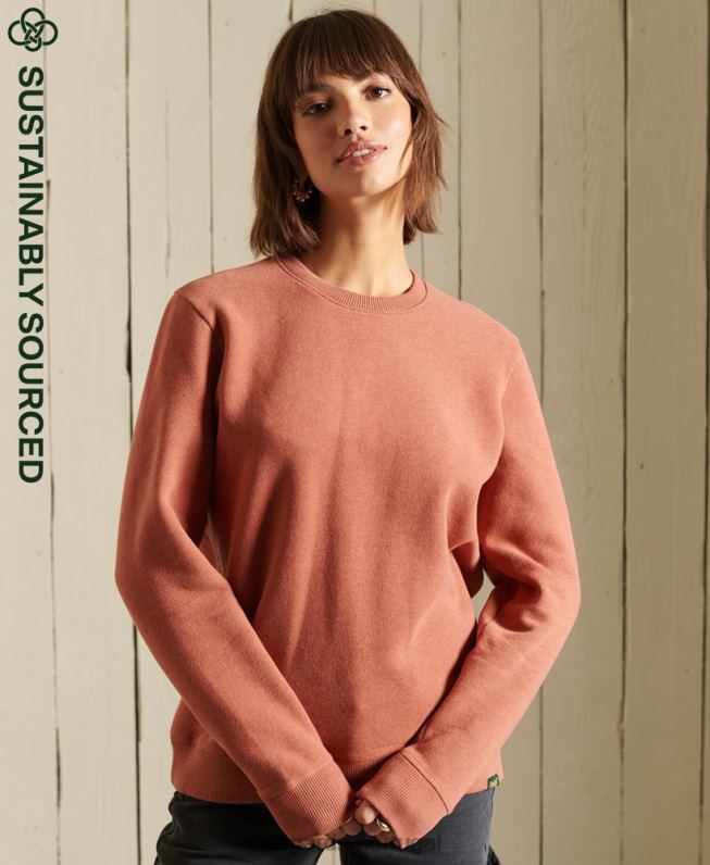 moletom vintage com logotipo vintage de algodão orgânico mulheres marrom roupas Superdry 2208H6139