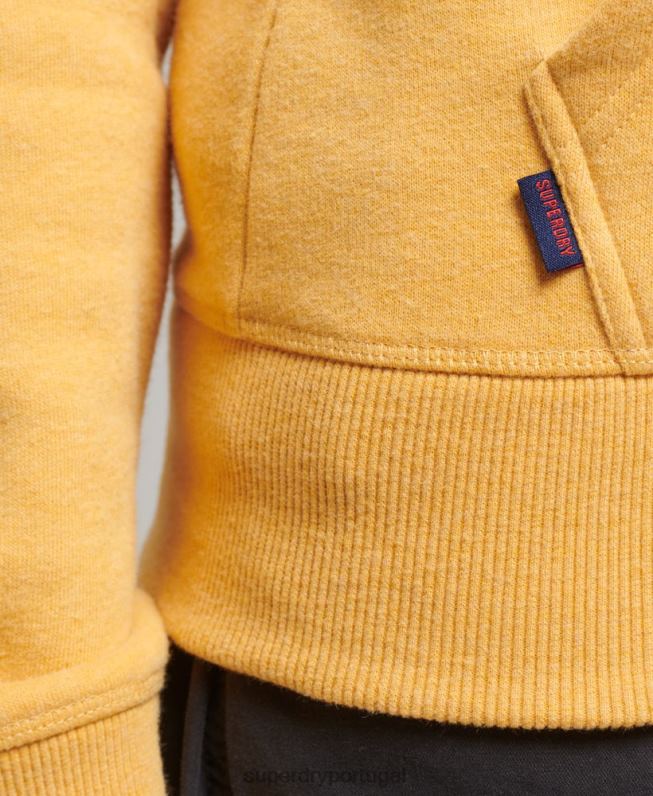 moletom vintage com zíper de algodão orgânico mulheres amarelo roupas Superdry 2208H3384