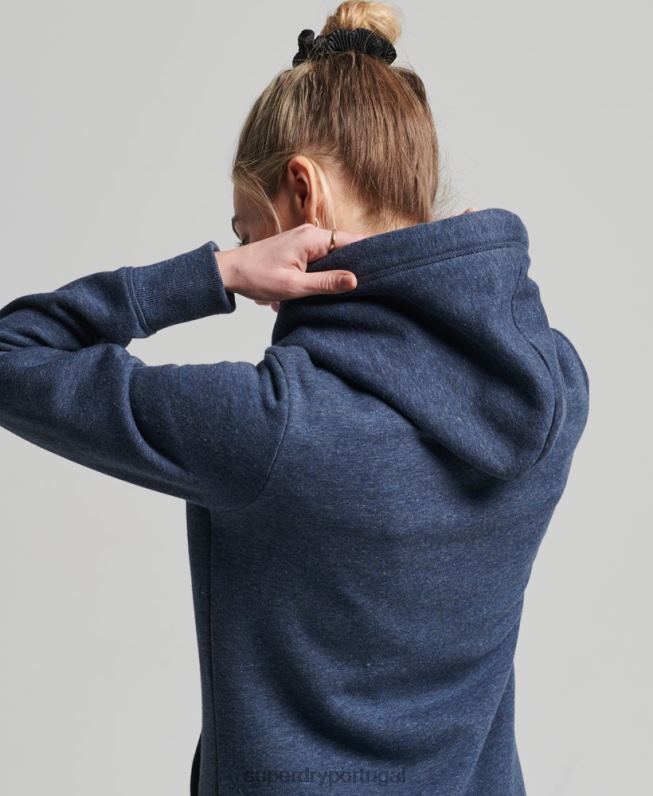 moletom vintage com zíper de algodão orgânico mulheres marinha roupas Superdry 2208H3421