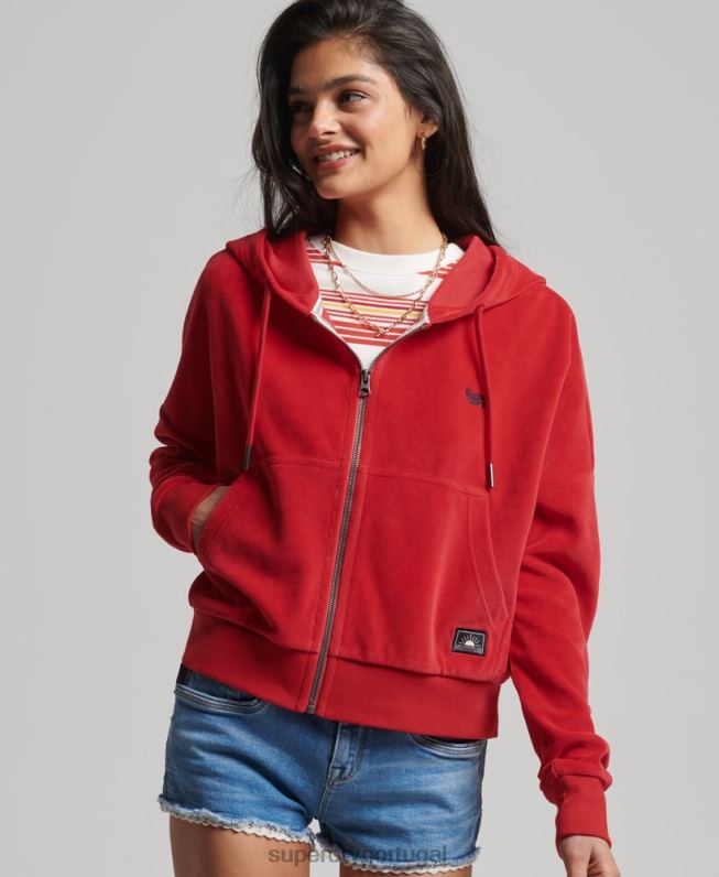 moletom vintage com zíper mulheres vermelho roupas Superdry 2208H6010