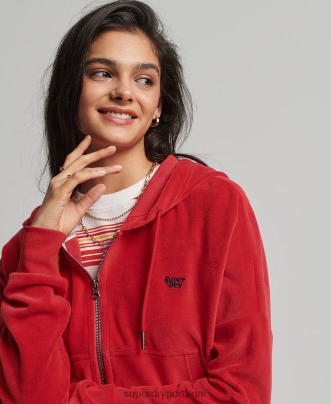 moletom vintage com zíper mulheres vermelho roupas Superdry 2208H6010