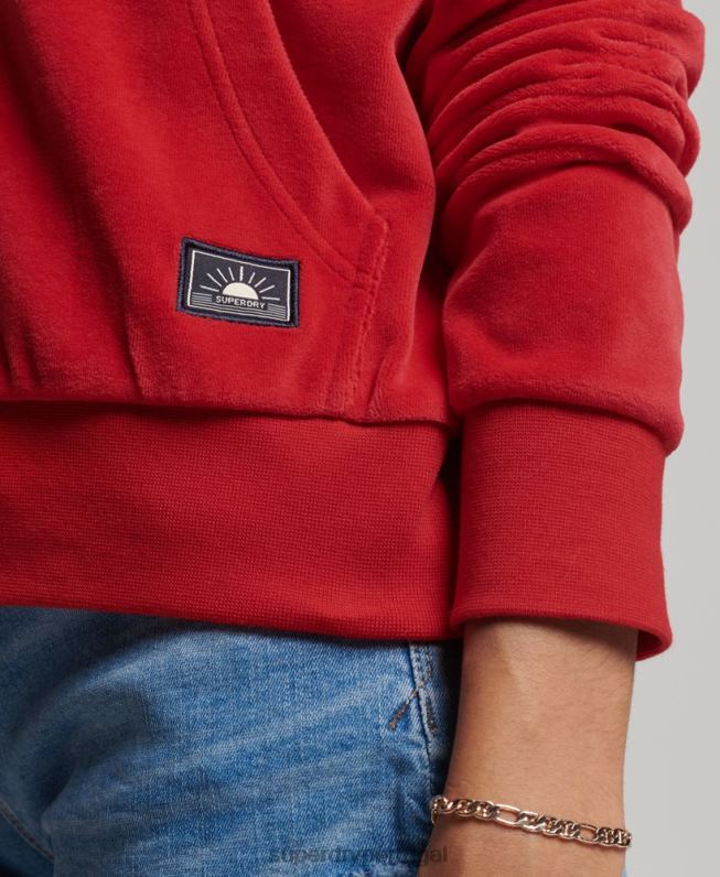 moletom vintage com zíper mulheres vermelho roupas Superdry 2208H6010