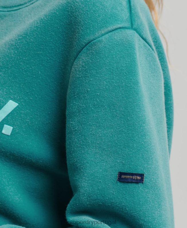 moletom vintage core logo dos anos 80 mulheres azul roupas Superdry 2208H5860