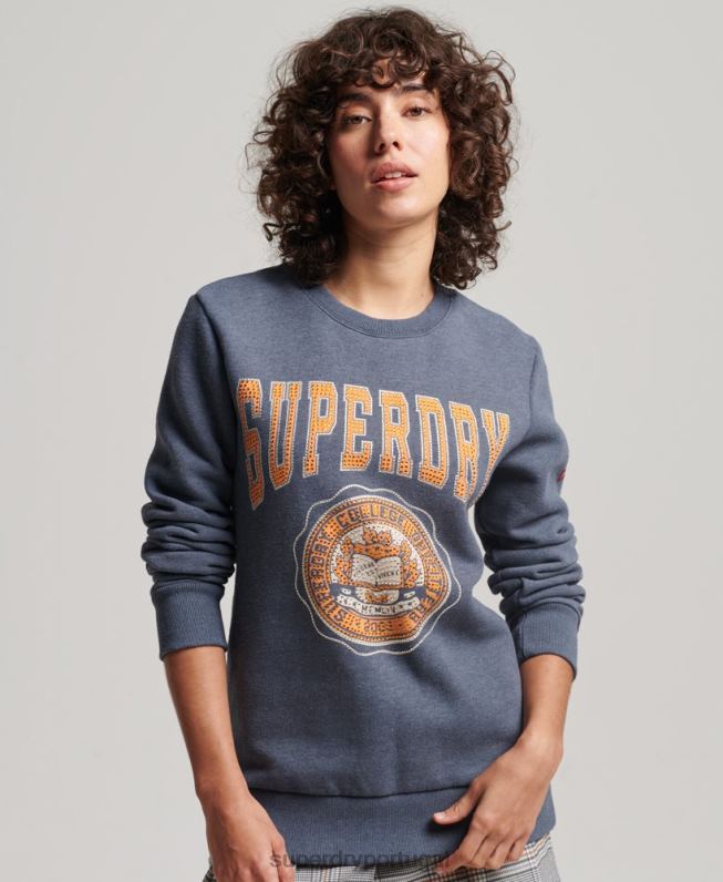 moletom vintage da equipe da franquia mulheres azul roupas Superdry 2208H2227