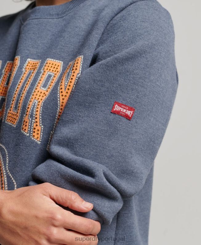 moletom vintage da equipe da franquia mulheres azul roupas Superdry 2208H2227