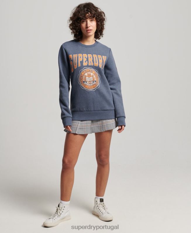 moletom vintage da equipe da franquia mulheres azul roupas Superdry 2208H2227