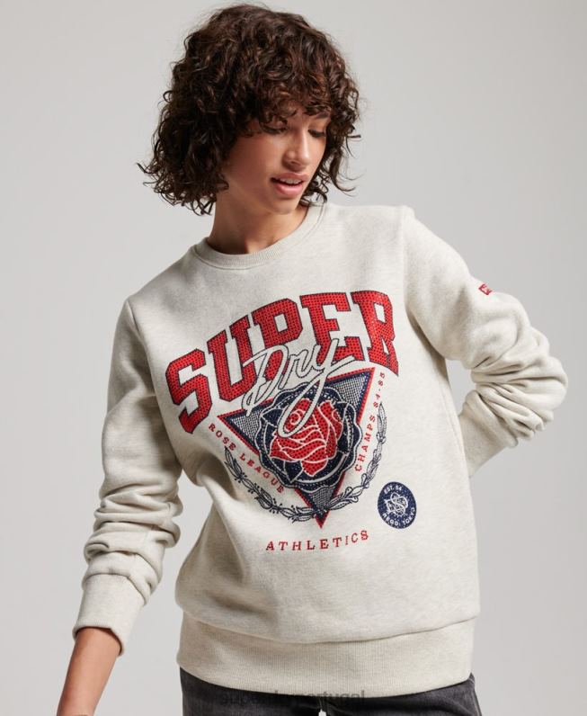 moletom vintage da equipe da franquia mulheres creme roupas Superdry 2208H2228