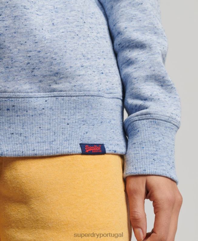 moletom vintage de algodão orgânico mulheres azul claro roupas Superdry 2208H6128