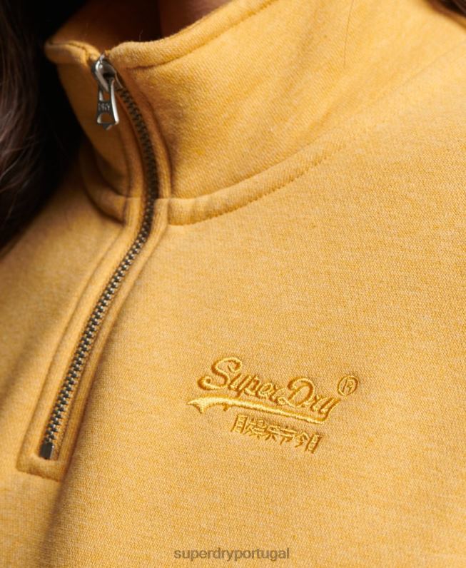 moletom vintage henley de algodão orgânico mulheres amarelo roupas Superdry 2208H3372