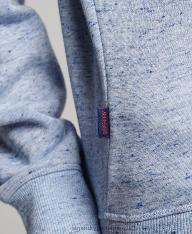 moletom vintage henley de algodão orgânico mulheres azul claro roupas Superdry 2208H6711