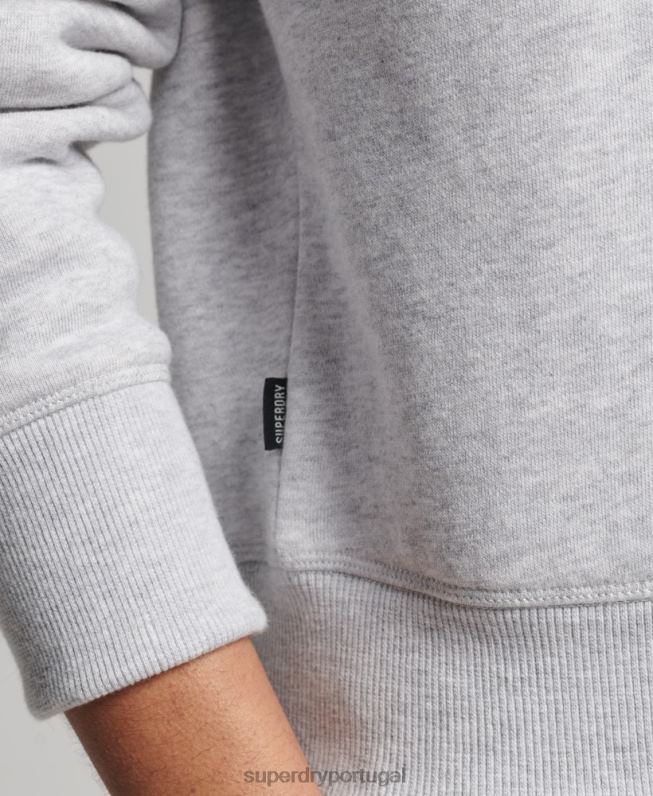 moletom vintage henley de algodão orgânico mulheres cinza claro roupas Superdry 2208H5883