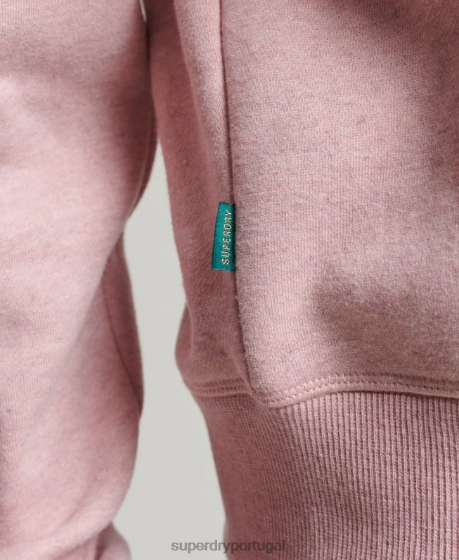 moletom vintage henley de algodão orgânico mulheres rosa roupas Superdry 2208H5886