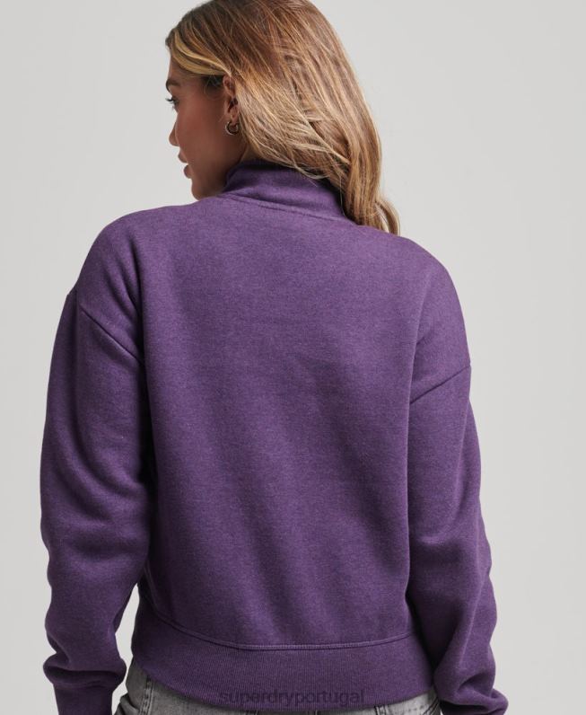 moletom vintage henley de algodão orgânico mulheres roxo roupas Superdry 2208H5999