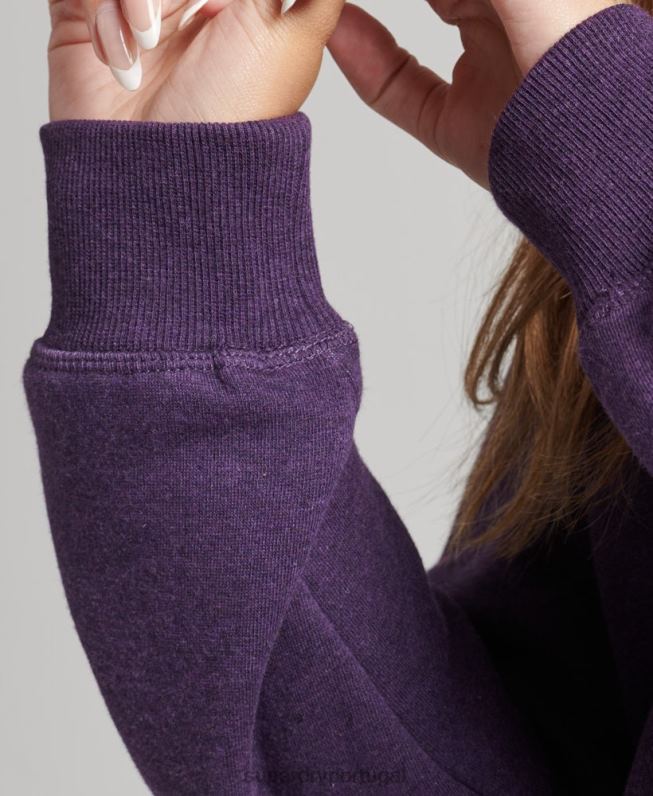 moletom vintage henley de algodão orgânico mulheres roxo roupas Superdry 2208H5999