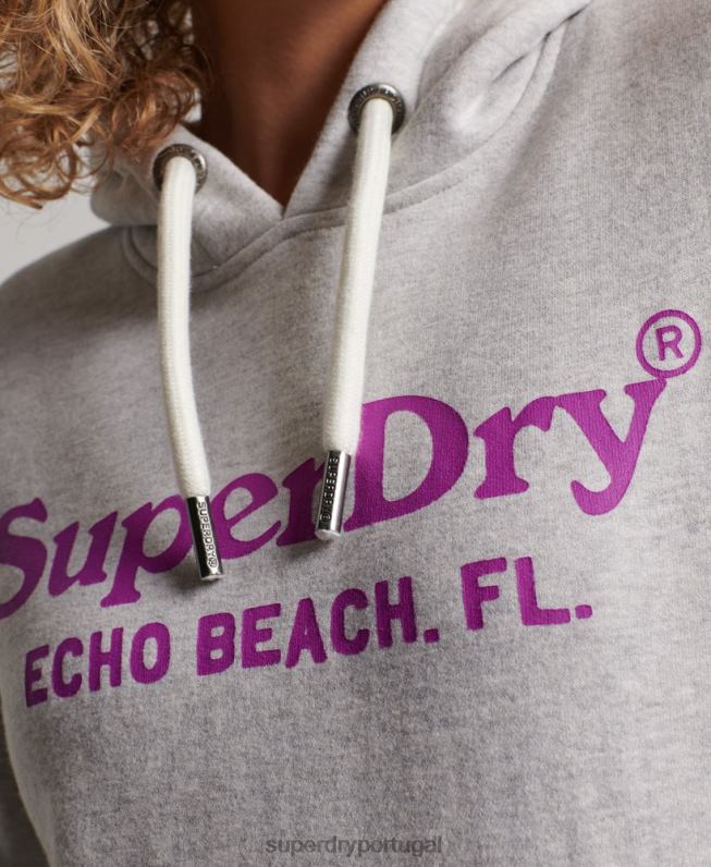 moletom vintage mulheres cinza claro roupas Superdry 2208H2314