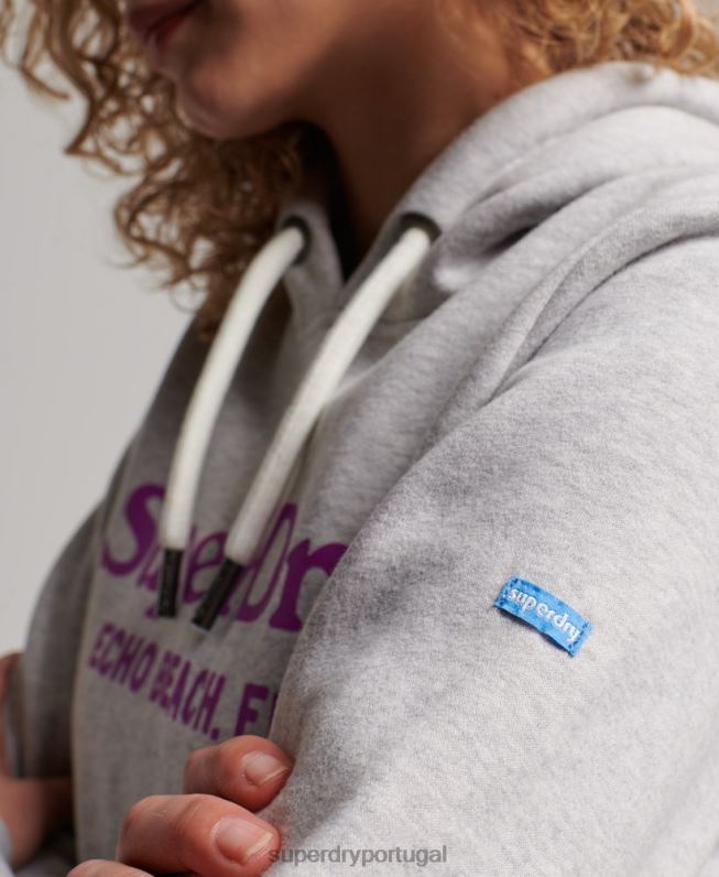moletom vintage mulheres cinza claro roupas Superdry 2208H2314