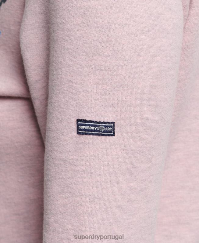 moletom vintage nostálgico com zíper mulheres rosa roupas Superdry 2208H3298