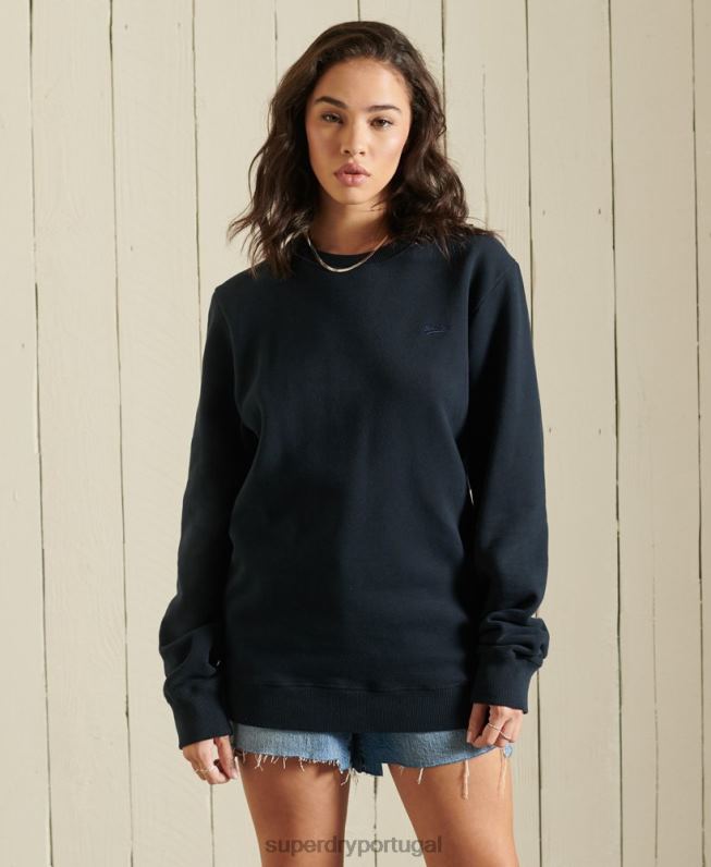 moletom vintage oversized de algodão orgânico mulheres marinha roupas Superdry 2208H5877