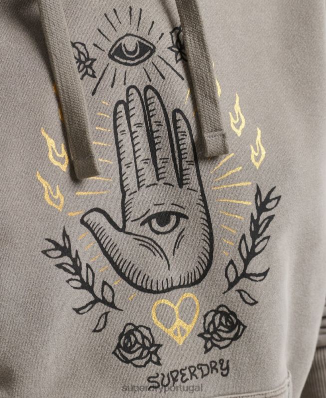 moletom vintage paz e amor mulheres caqui roupas Superdry 2208H6036