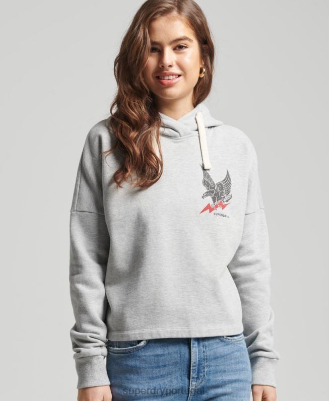 moletom vintage surf ranchero mulheres cinza claro roupas Superdry 2208H5890