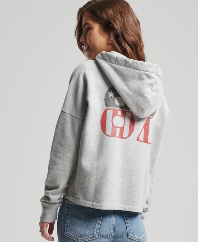 moletom vintage surf ranchero mulheres cinza claro roupas Superdry 2208H5890