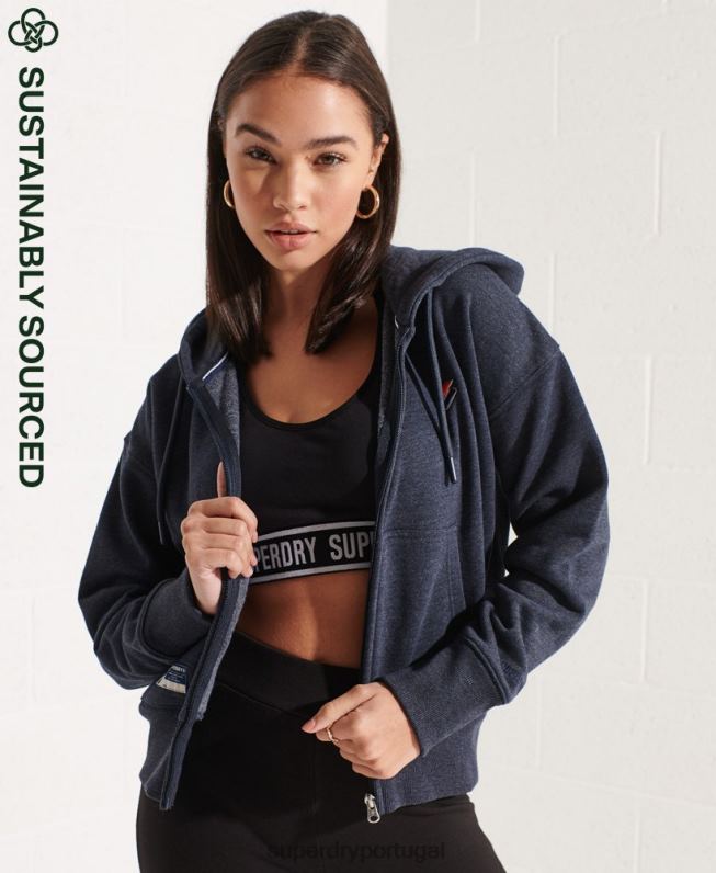 moletom zip code essencial mulheres marinha roupas Superdry 2208H5848