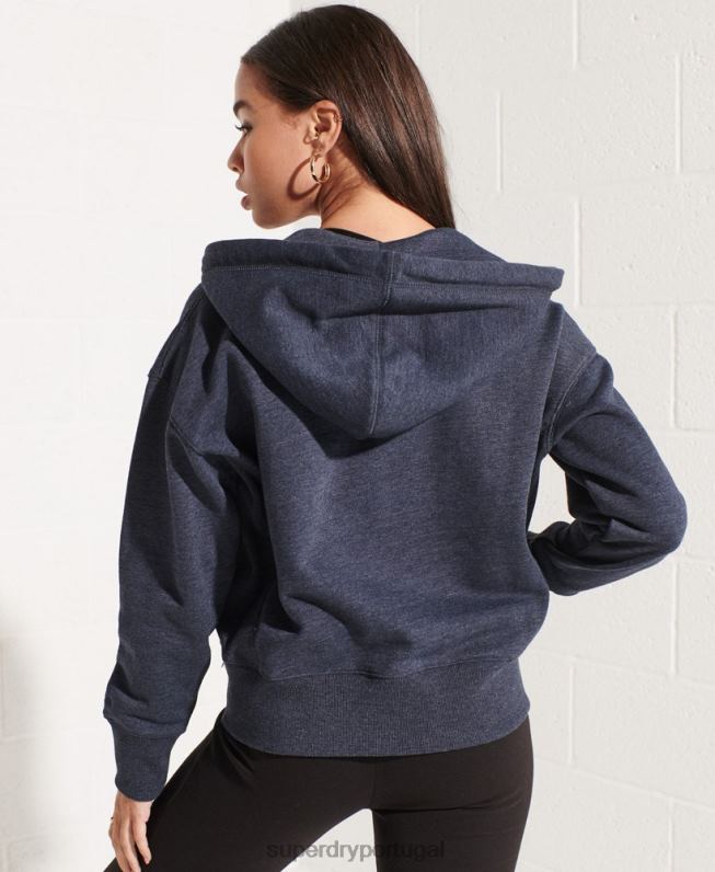 moletom zip code essencial mulheres marinha roupas Superdry 2208H5848
