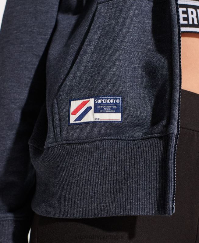 moletom zip code essencial mulheres marinha roupas Superdry 2208H5848
