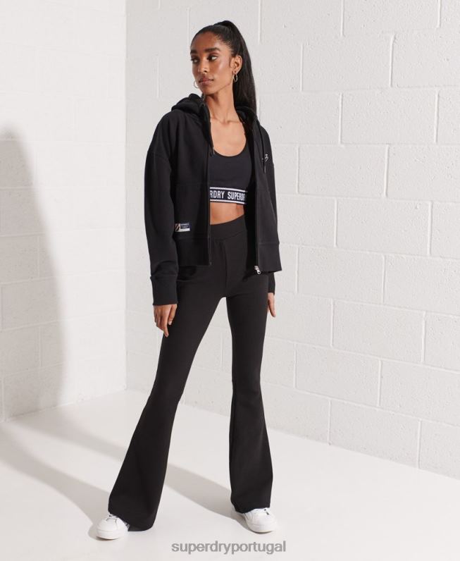 moletom zip code essencial mulheres preto roupas Superdry 2208H5944